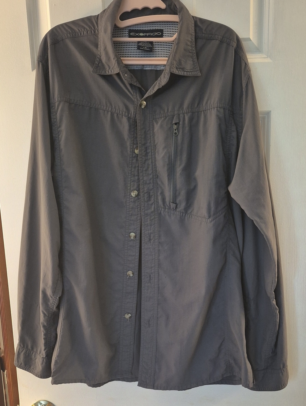 Exofficio Men's Slate Gray Lightweight Button-Front Shirt Jacket